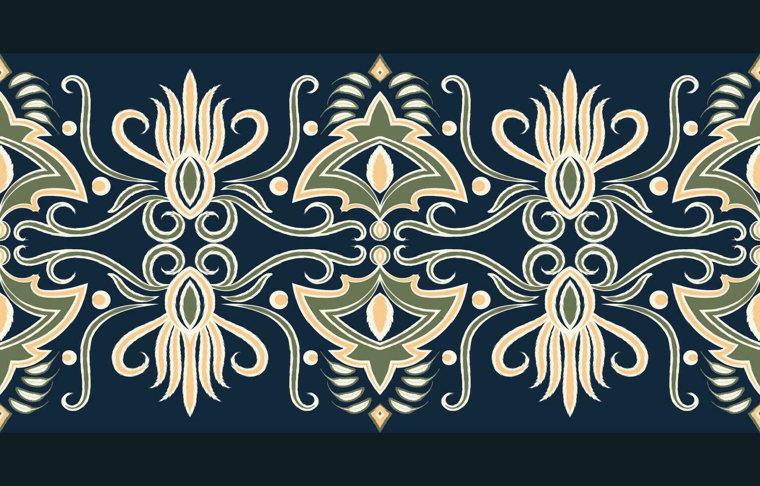 Ikat ethnic pattern floral border Aztec abstract pattern design for textures, fabrics, garments, wraps, decorations, rugs. vector