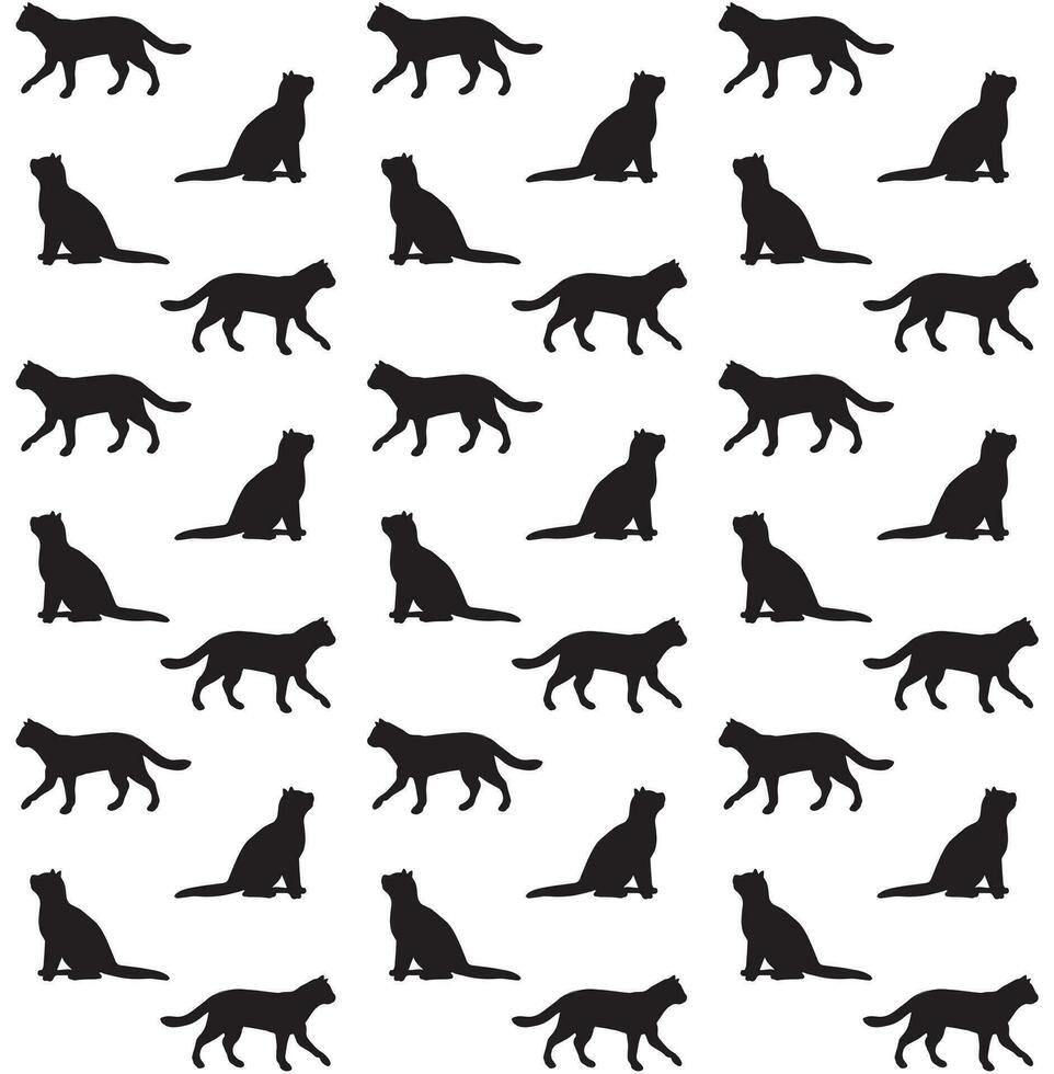 Vector seamless pattern of cat silhouette