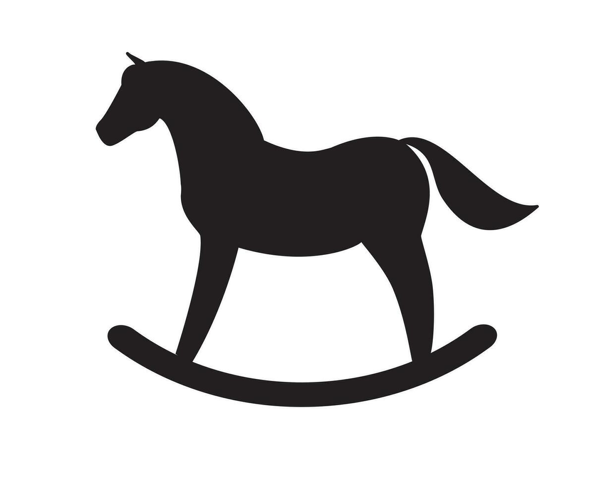 Vector black rocking horse silhouette