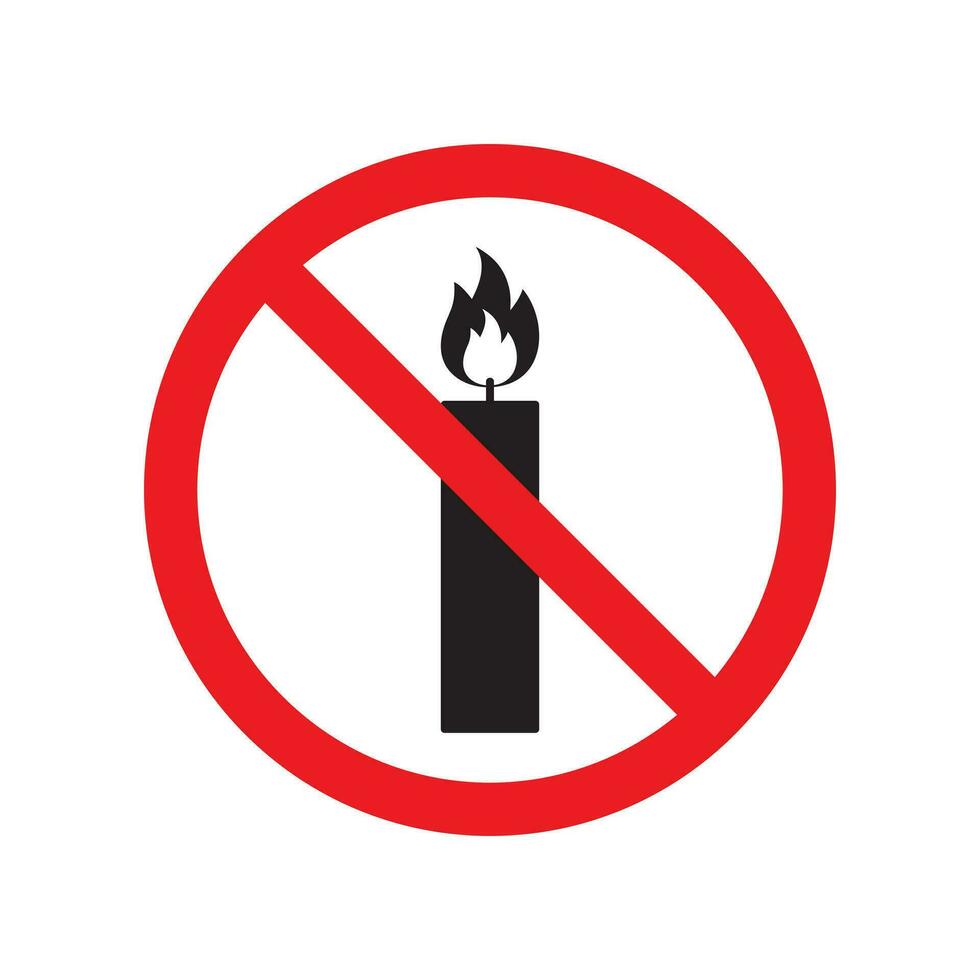 Vector flat black candle crossed in red circle