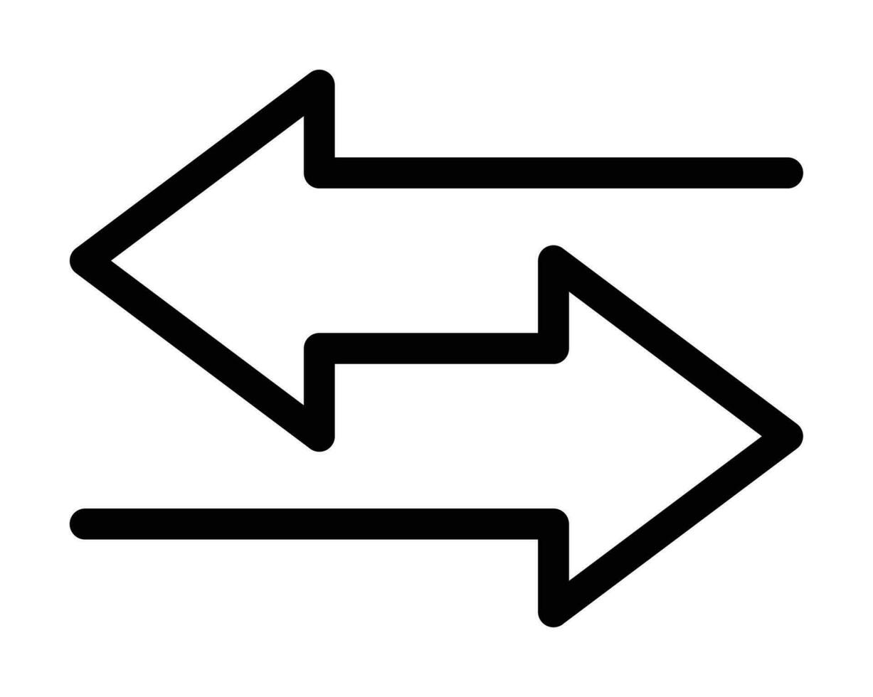 Data exchange or transfer icon, left right arrow direction. Design in simple outline style, vector for web, mobile app.