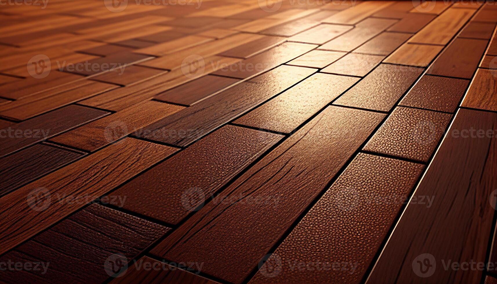 Room with wooden floor, flooring made of brown wood, Generative AI photo