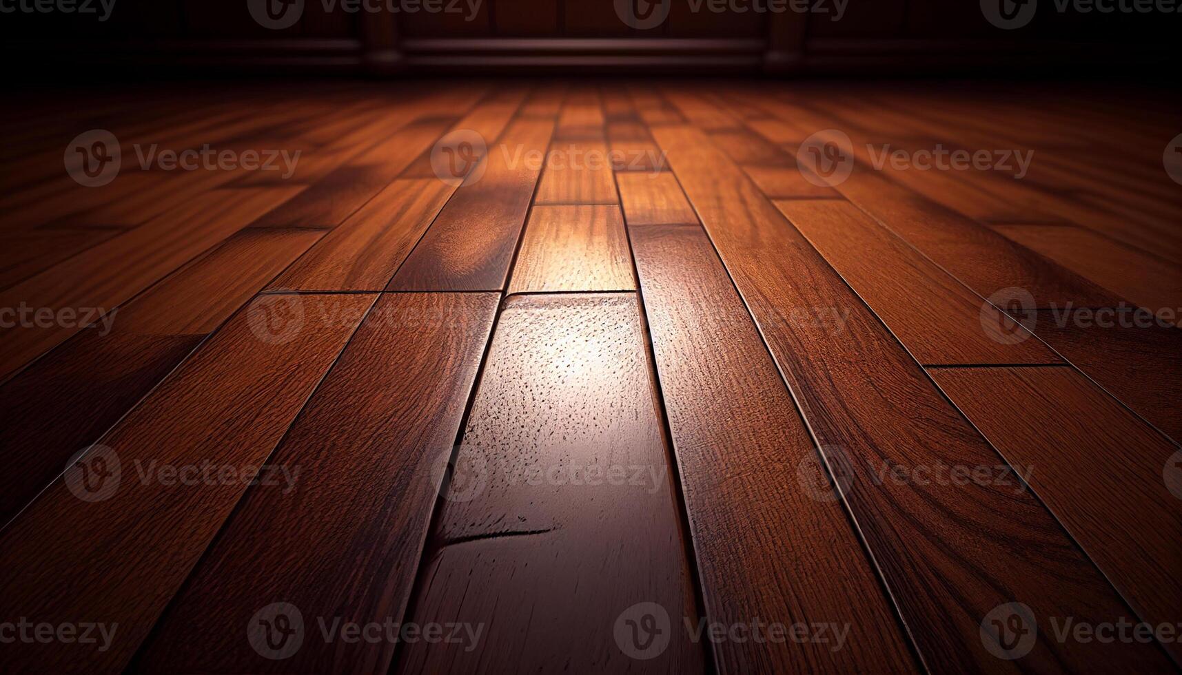 Room with wooden floor, flooring made of brown wood, Generative AI photo