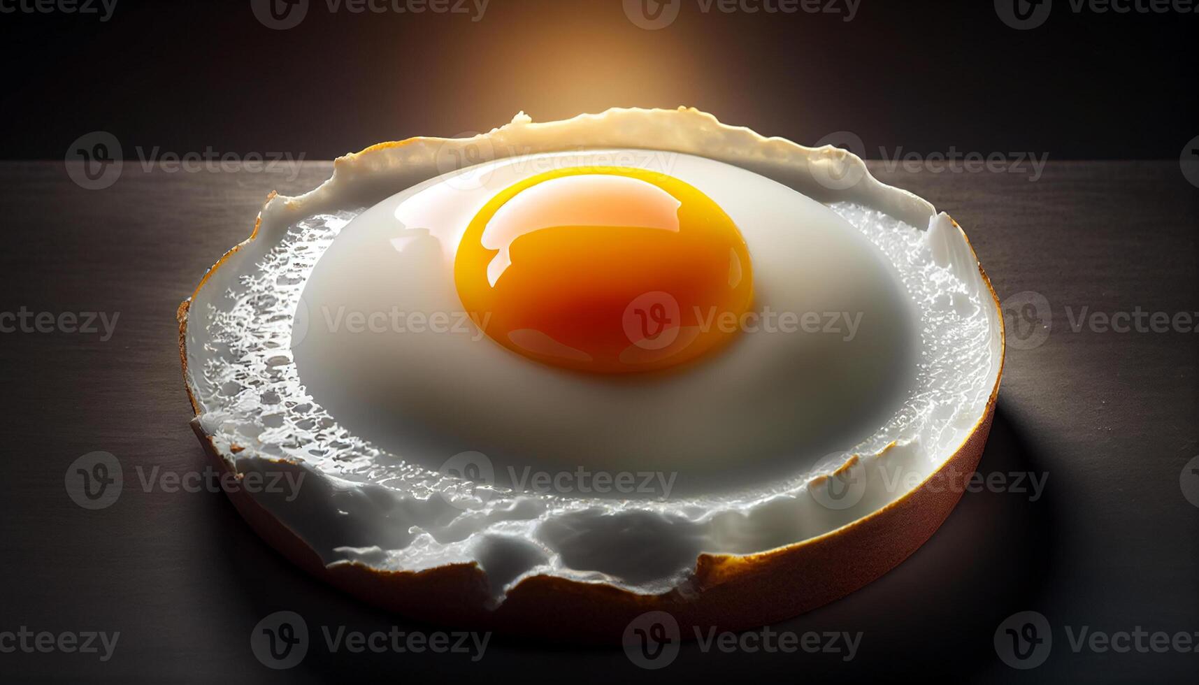 A plate of fried eggs with a dark background, Generative AI photo