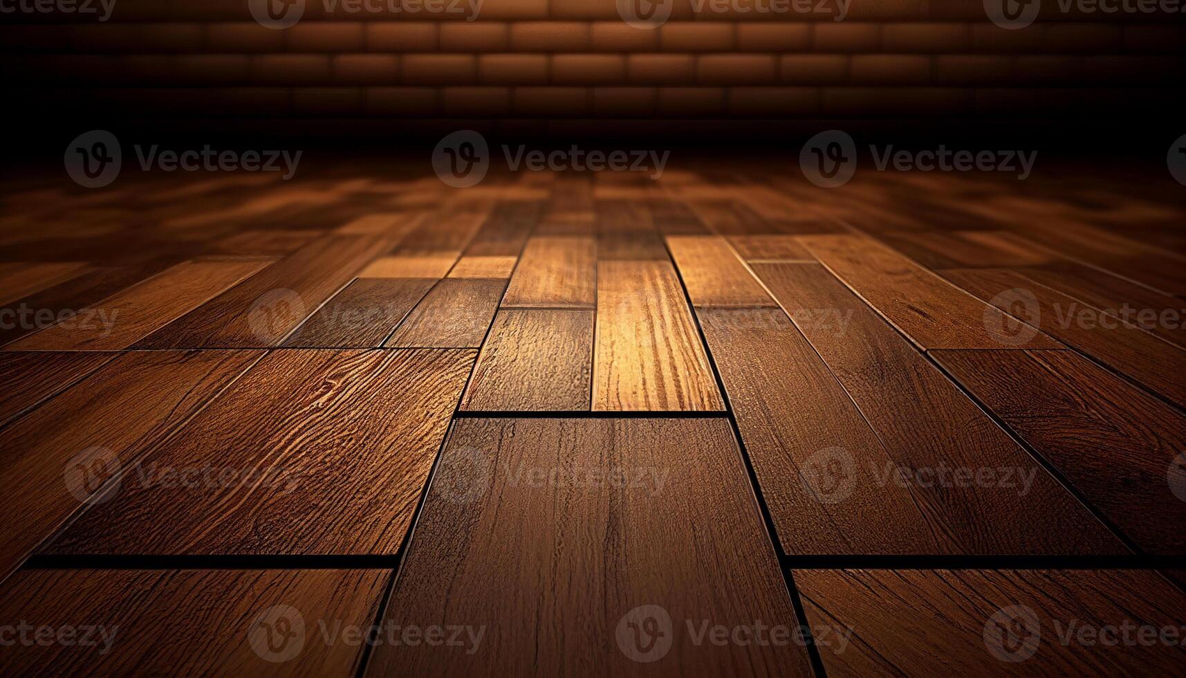 habitación con de madera piso, piso hecho de marrón madera, generativo ai foto