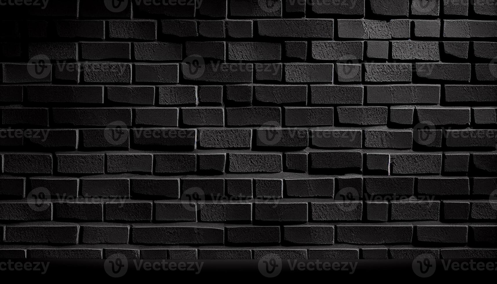 Sleek charcoal charm textured background of black brick wall, Generative AI photo