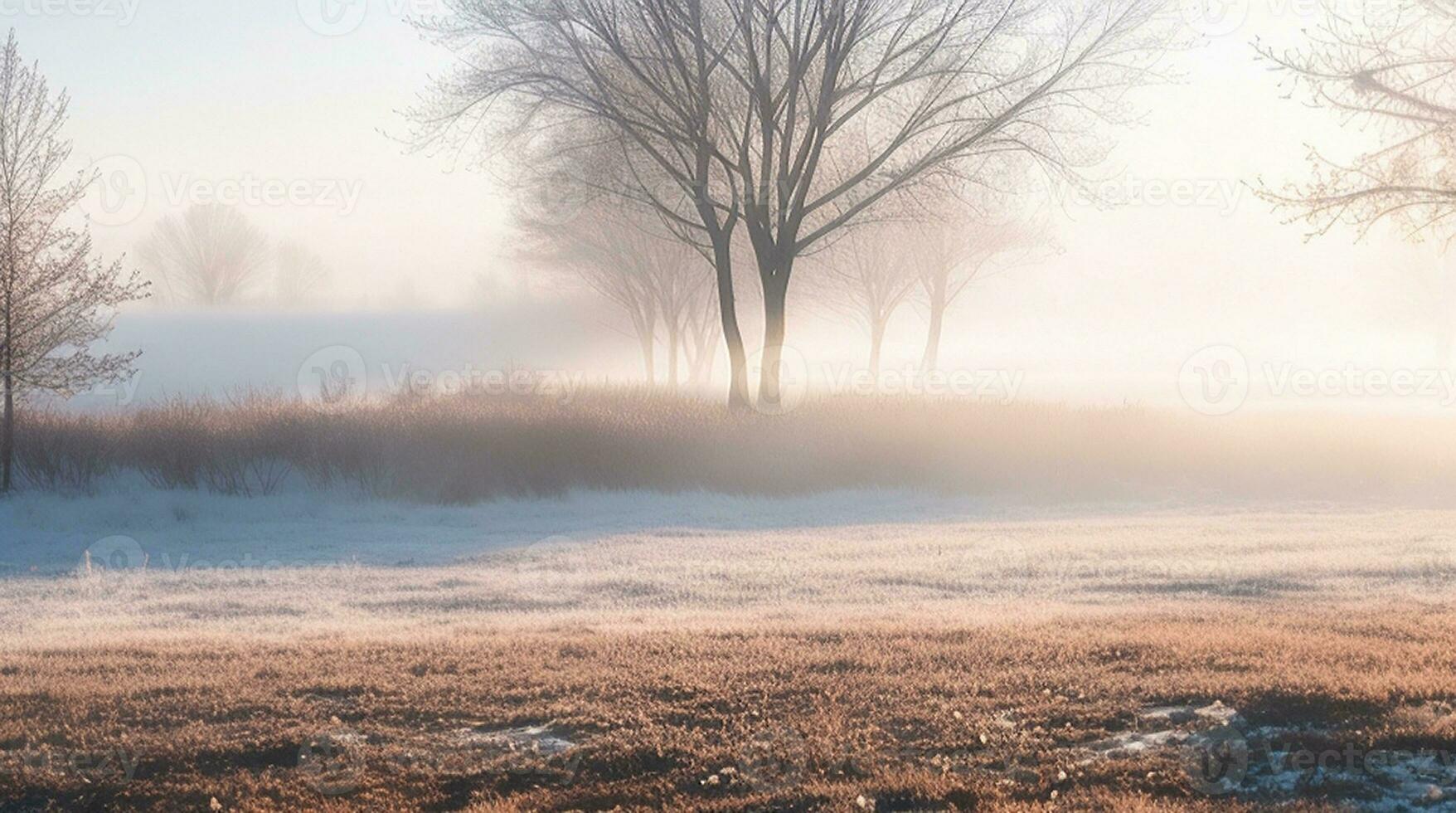beautiful cold morning winter snow background with trees forest and mountain in the background, Gently snow view against the blue sky, free space for your decoration photo