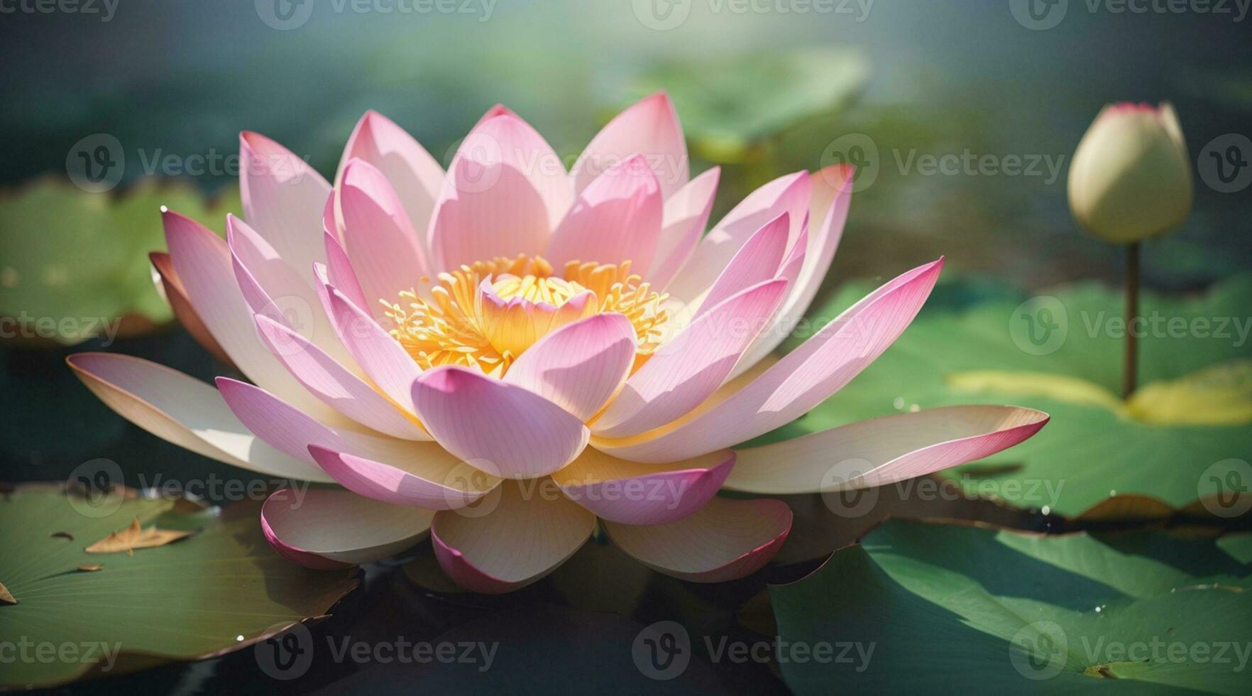 Hermosa rosa nenúfar o flor de loto en el estanque foto