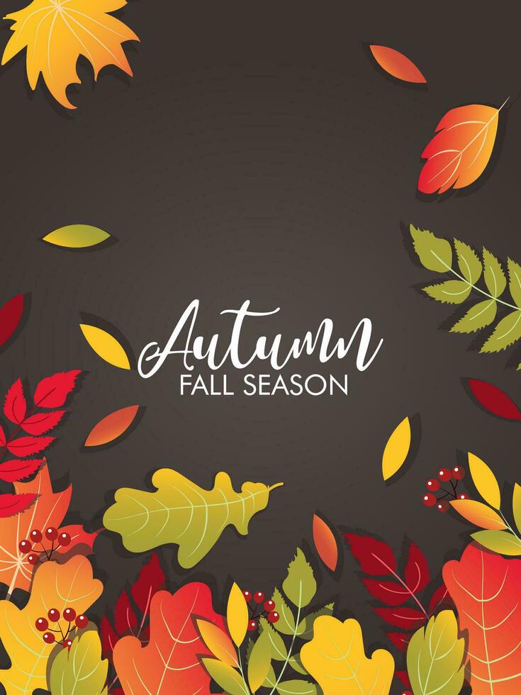 Autumn background with falling leaves vector