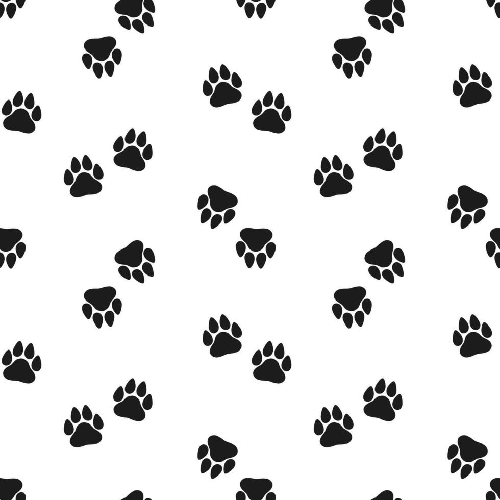 Seamless pattern of leopard animal footprints. Black and white simple design. Print, background, wallpaper, vector