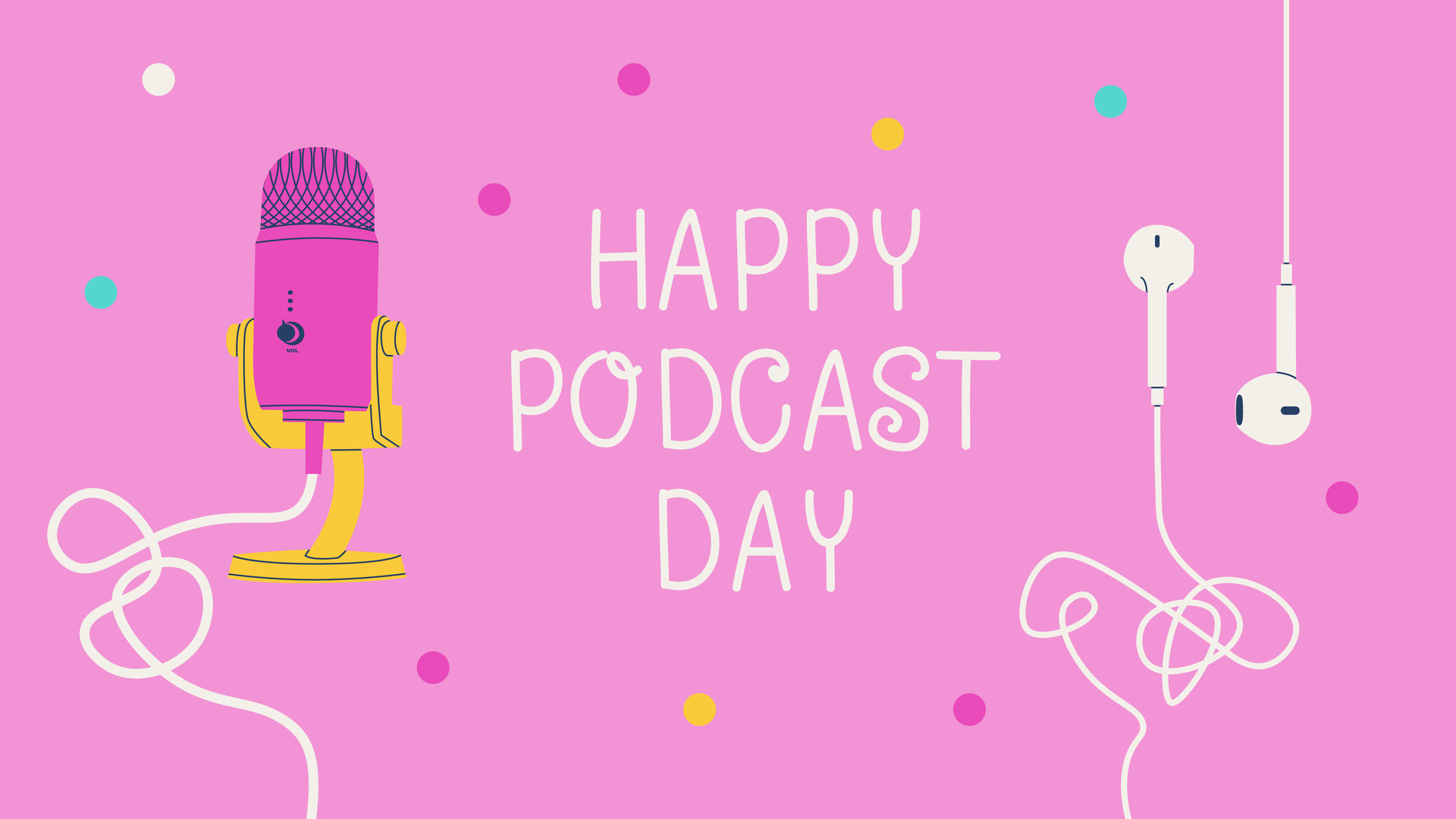 Happy podcast day. Postcard banner for September 30, which is