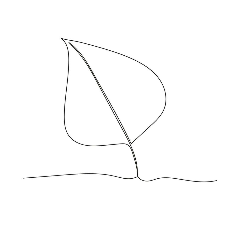 Leaf in continuous line art drawing style. Simple black sketch made of one line isolated on white background. Vector illustration