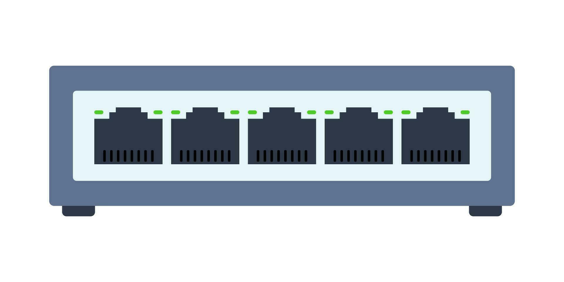 Network Switch Vector Illustration. LAN router isolated background. Ethernet ports Local area connector for scheme, structure, plan, poster