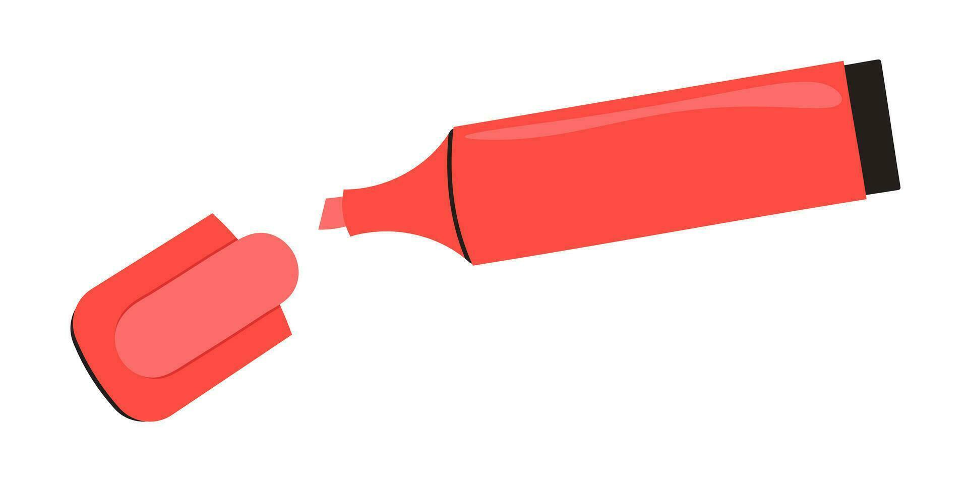 Red highlighter. Vector illustration of stationery