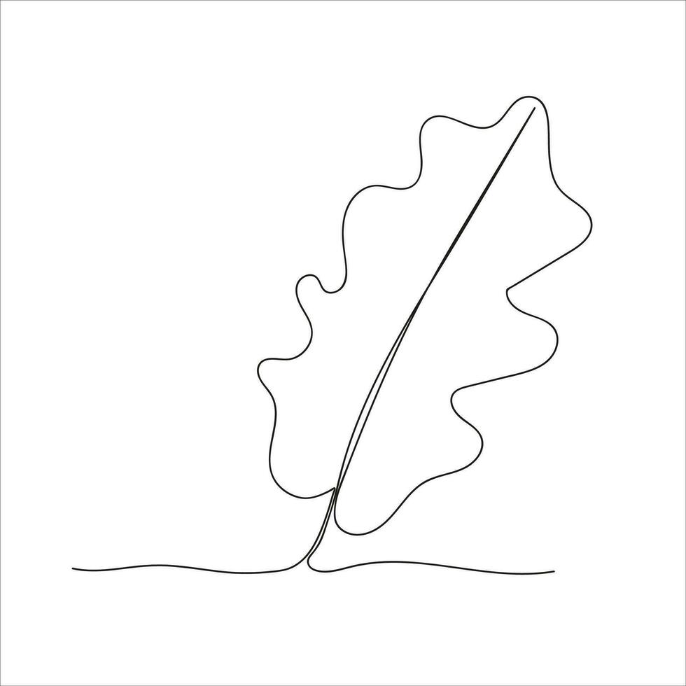 Leaf in continuous line art drawing style. Simple black sketch made of one line isolated on white background. Vector illustration
