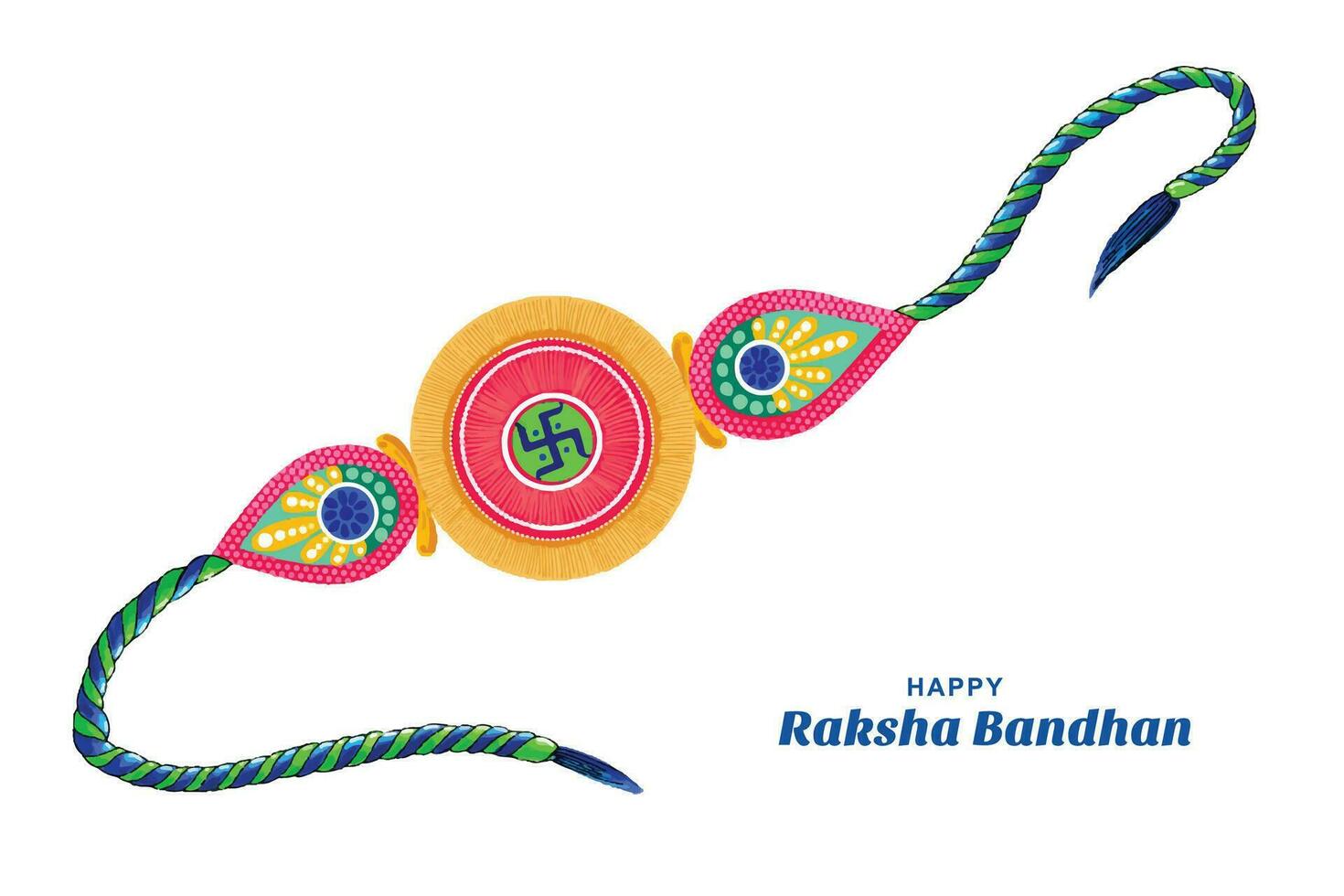ilustración de la tarjeta de felicitación con rakhi decorativo para el fondo de raksha bandhan vector