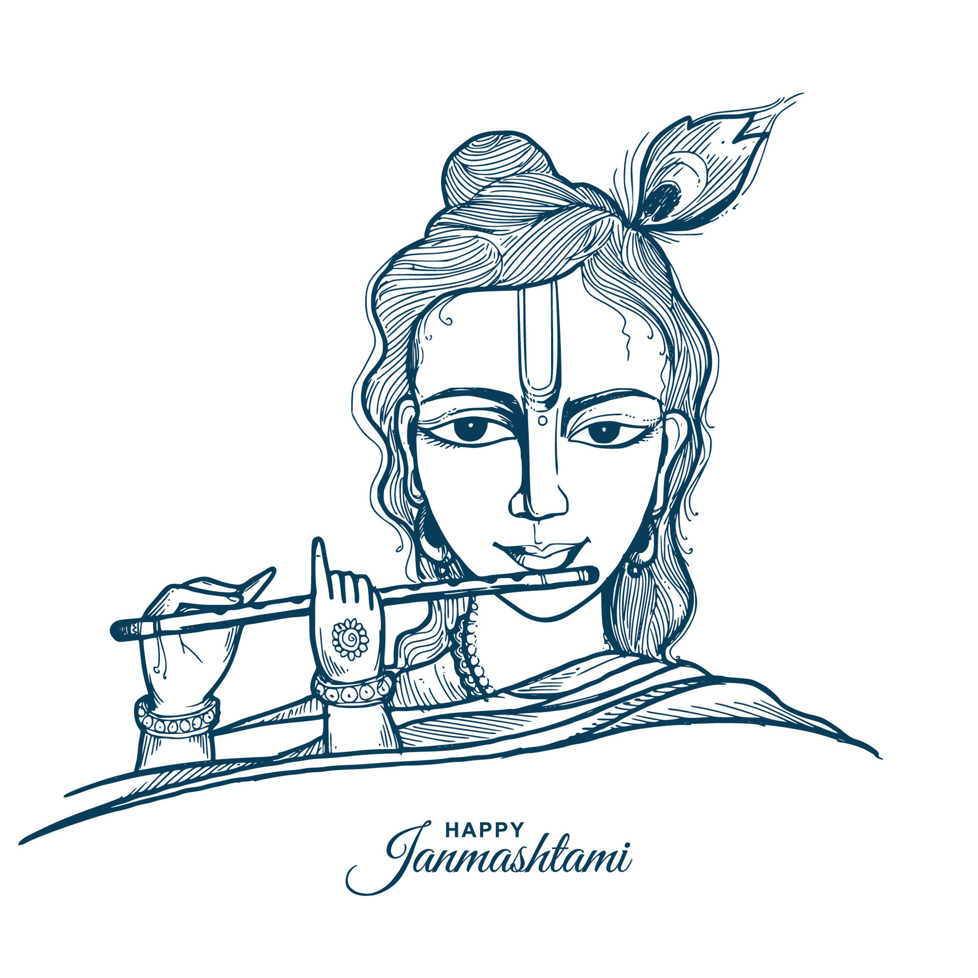 Drawing of sketch lord little krishna standing Vector Image