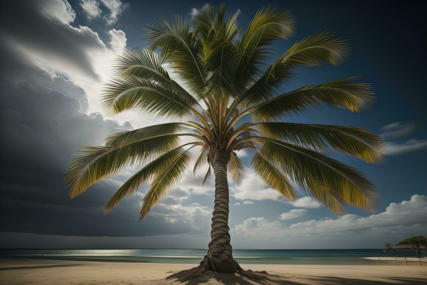 Palm tree on the beach. Summer vacation concept. ai generative photo