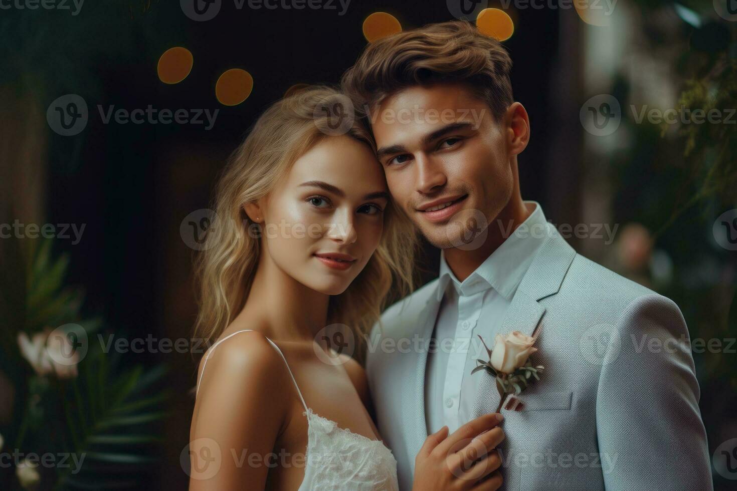 Ai Generative Photo portrait of a couple on wedding day