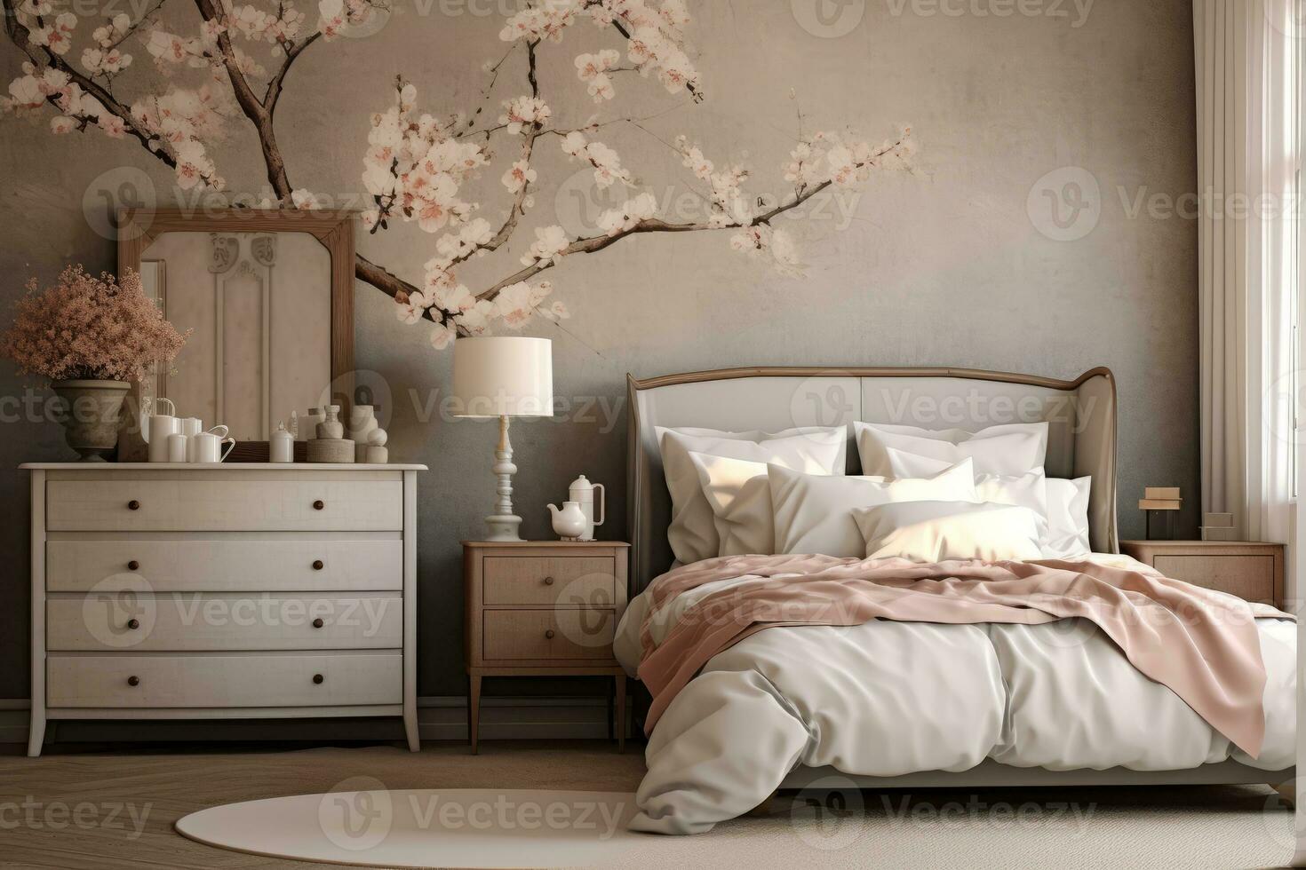 Ai Generative  Photo of a elegant and modern bedroom