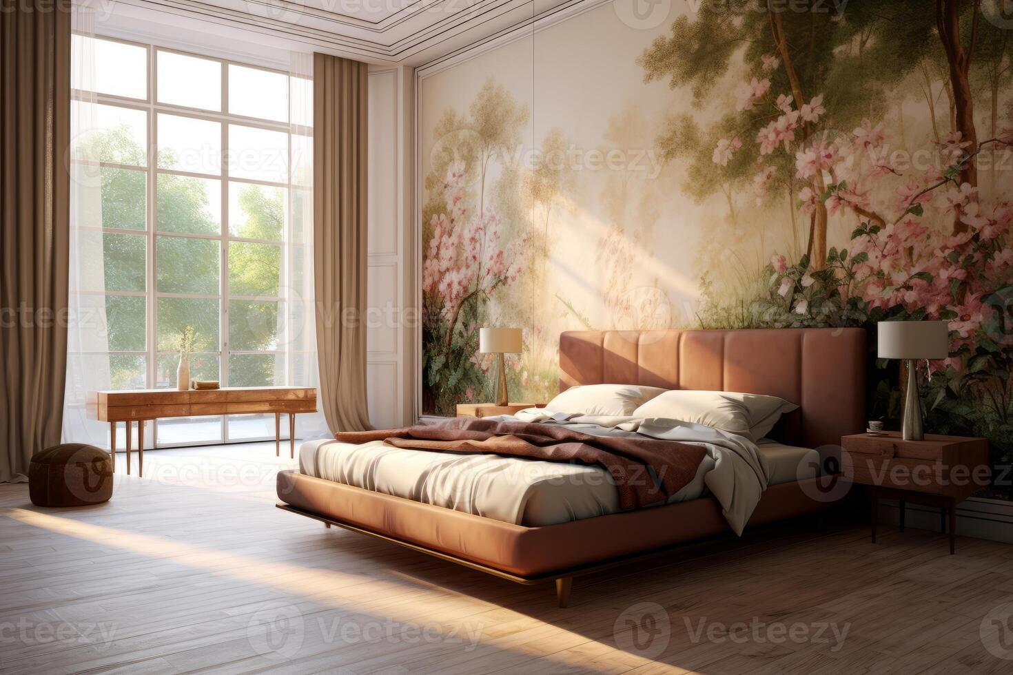 Ai Generative  Photo of a elegant and modern bedroom