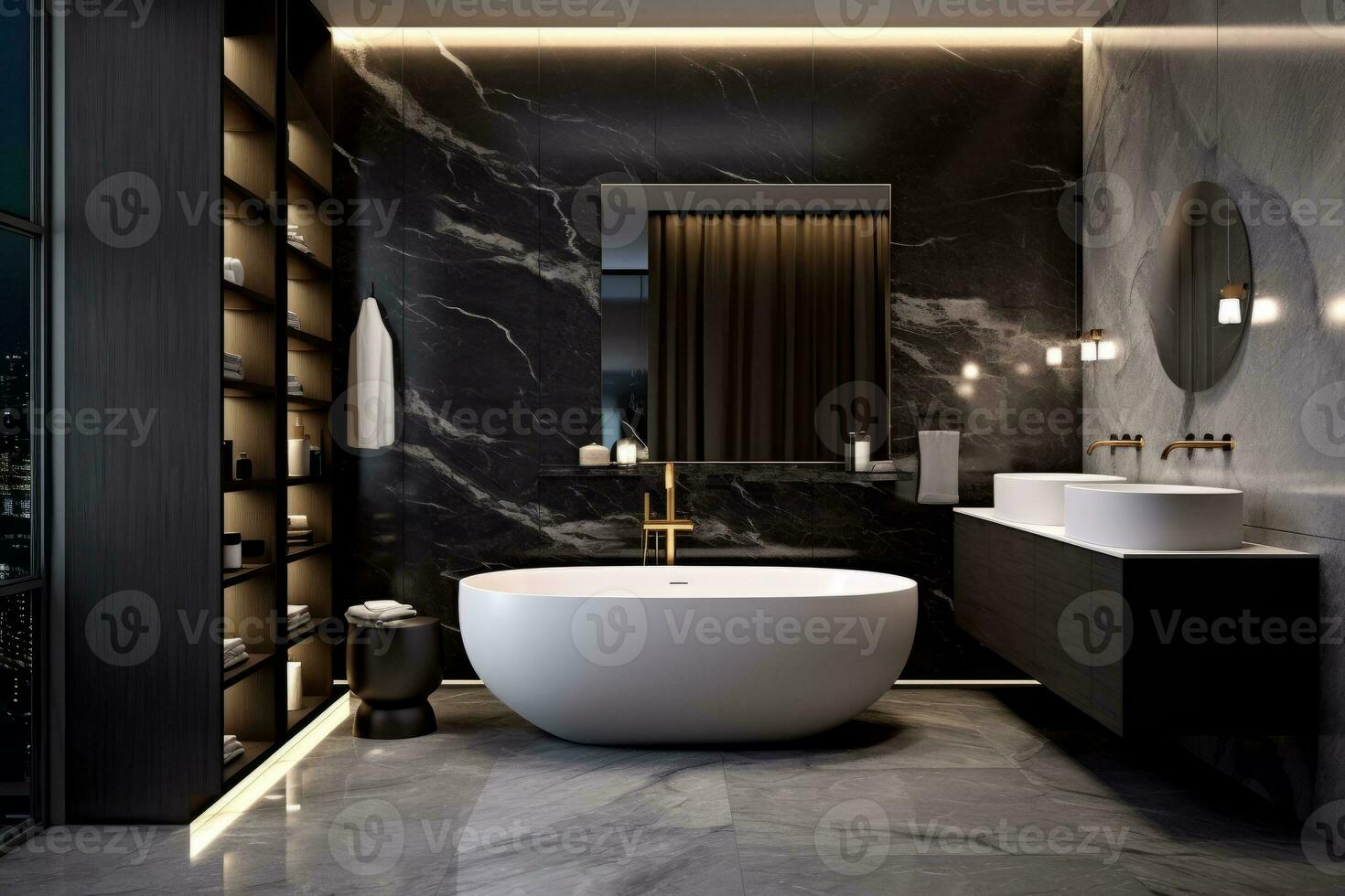 AI Generative Photo of a luxury modern design bathroom