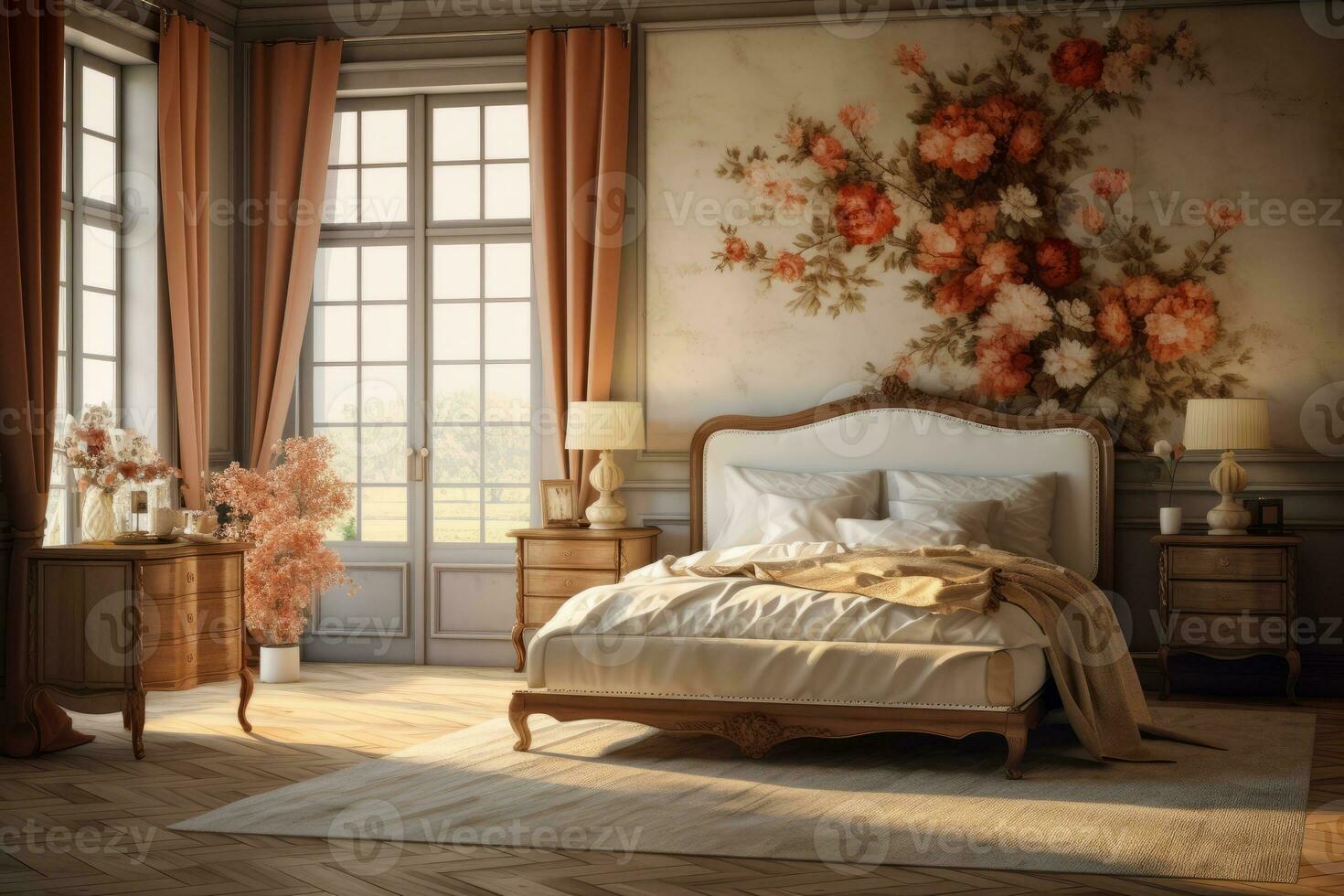 Ai Generative  Photo of a elegant and modern bedroom