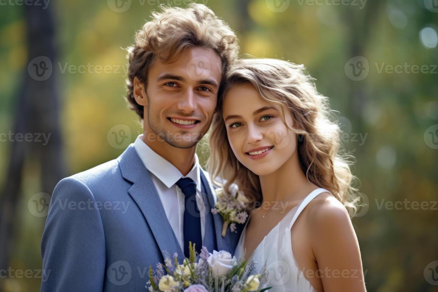 Photo portrait of a couple on wedding day