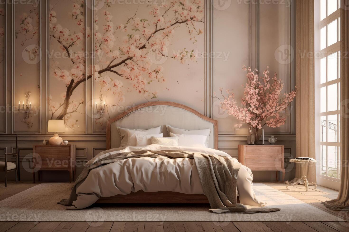 Ai Generative  Photo of a elegant and modern bedroom