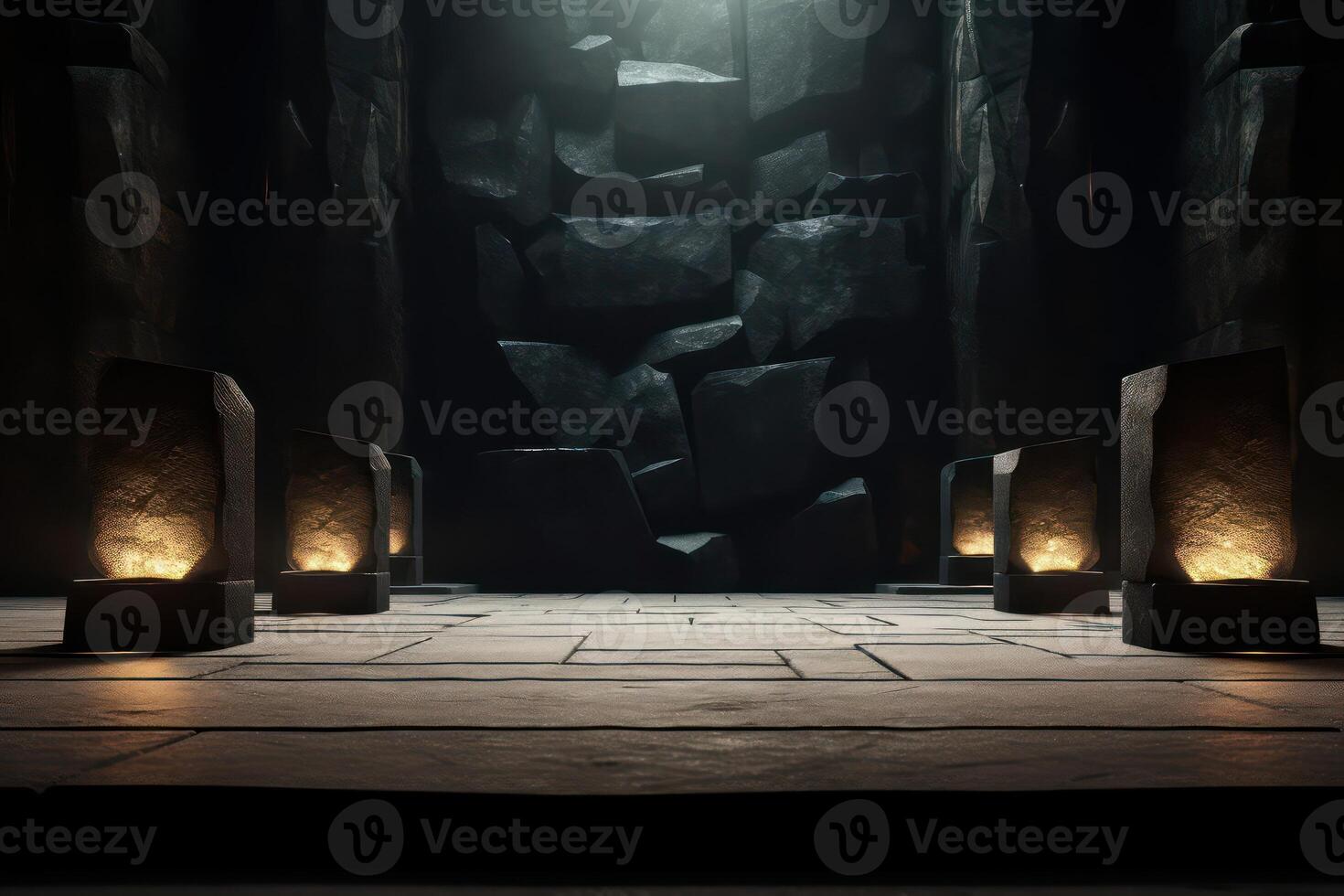 Photo of a podium in space for product presentation