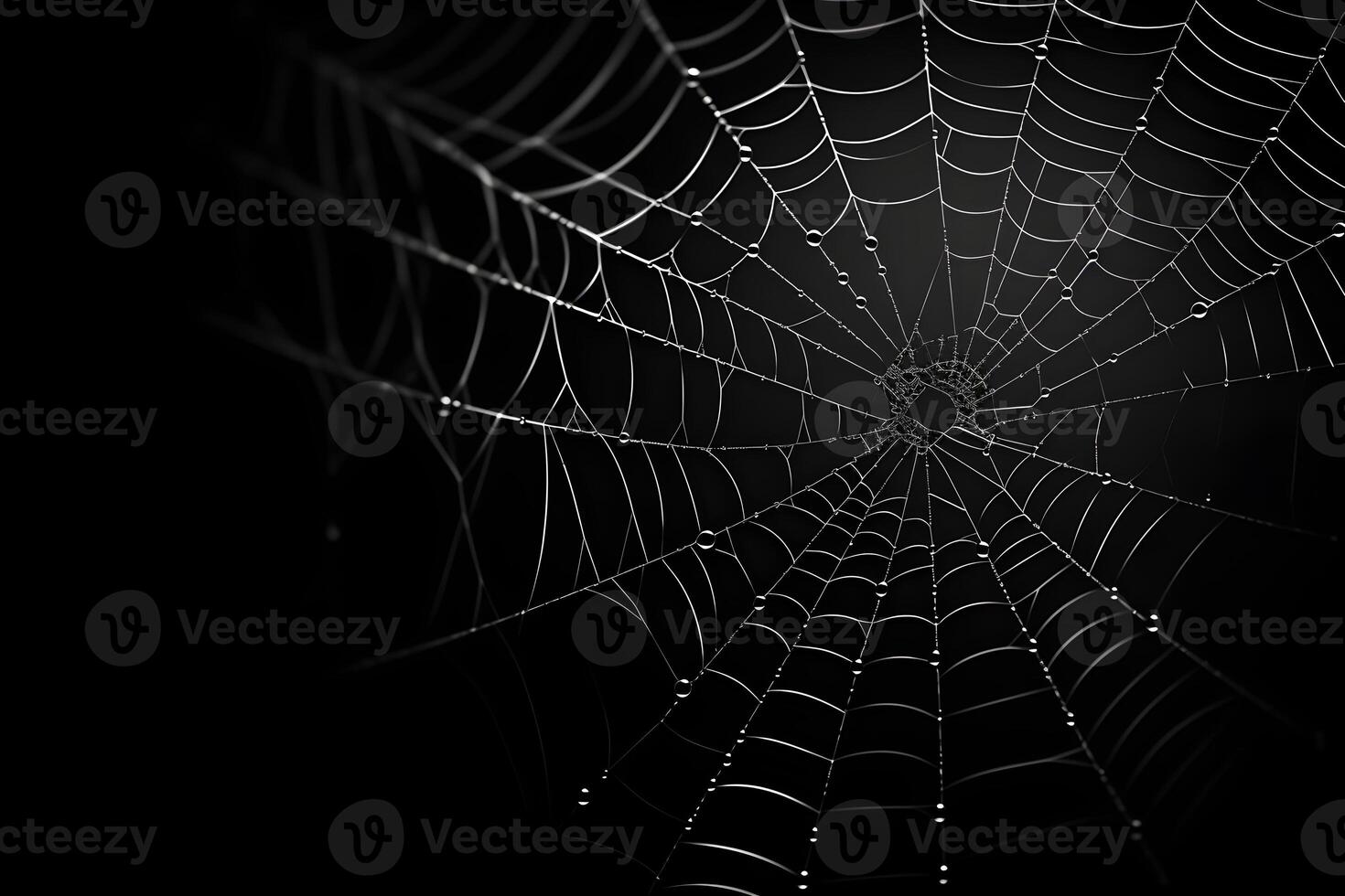 spiderweb dark background, dewy cobwebs, photo