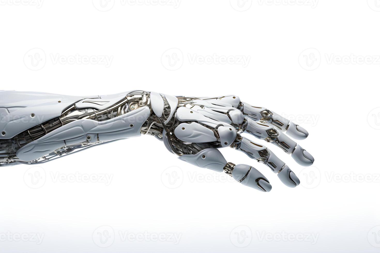 Technology Concept Robotic Hand on White, ai generated photo