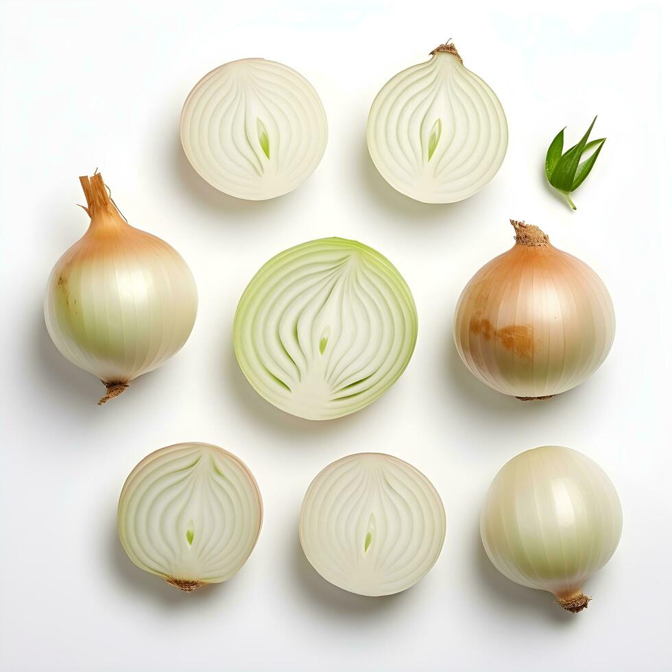Onion Arranged Slices with Top View Angle, ai generated photo