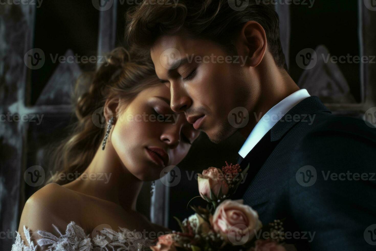 Ai Generative Photo portrait of a couple on wedding day
