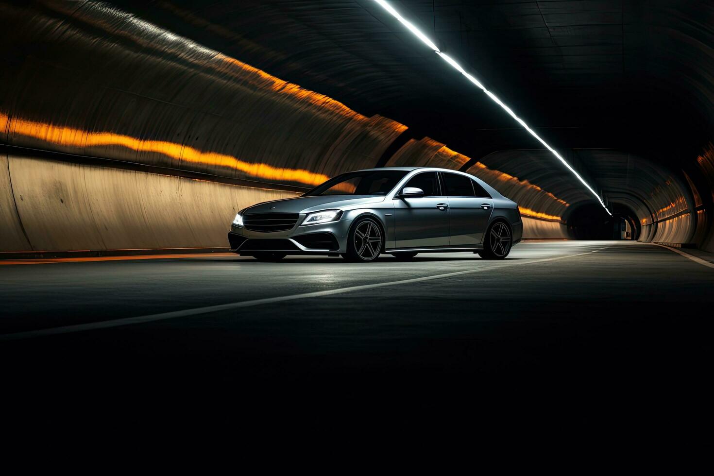 Sport Auto im ein Tunnel mit Orange Licht ai generiert 28791518 Stock-Photo  bei Vecteezy