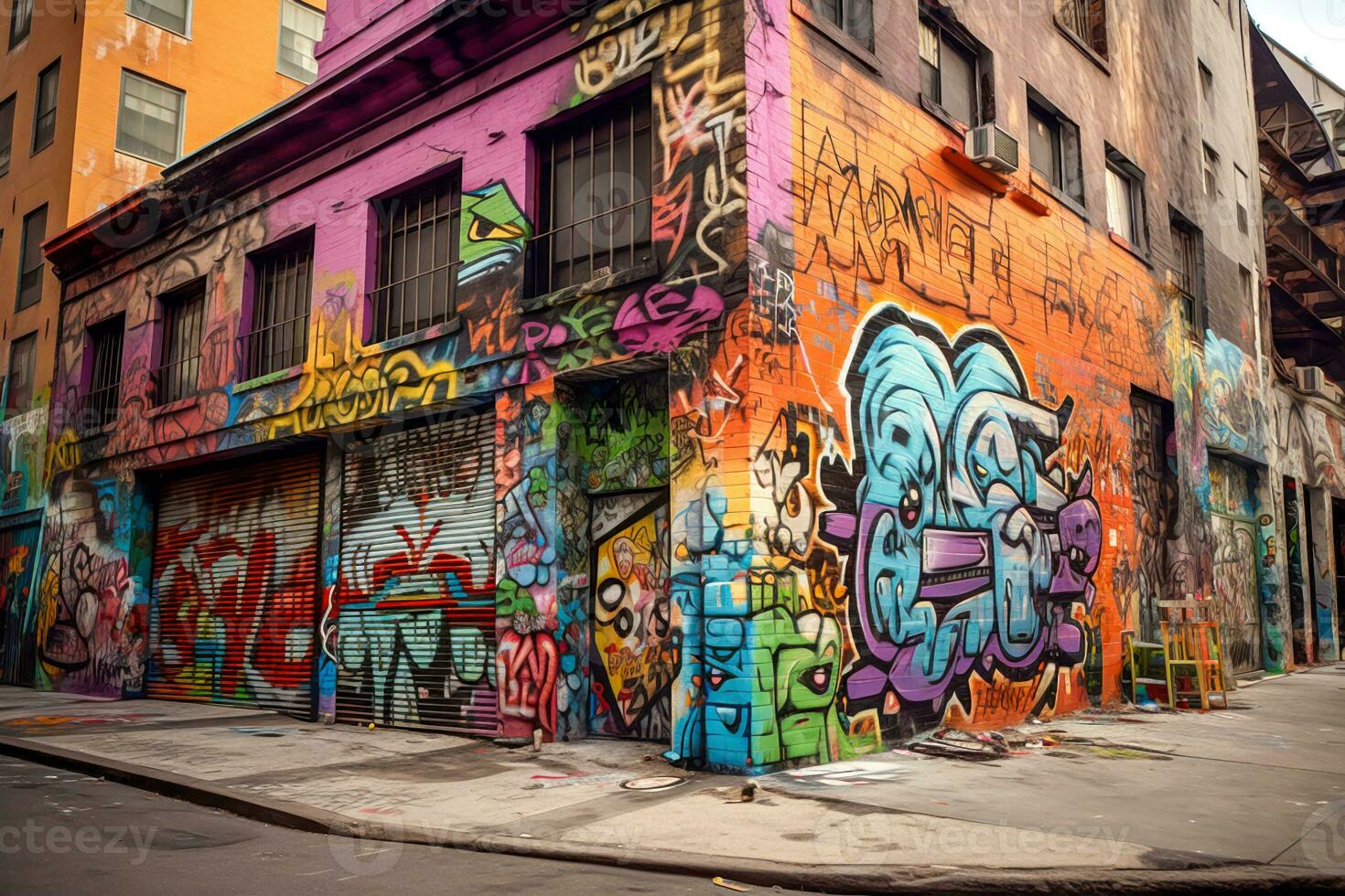 urban street graffiti,AI Generated photo