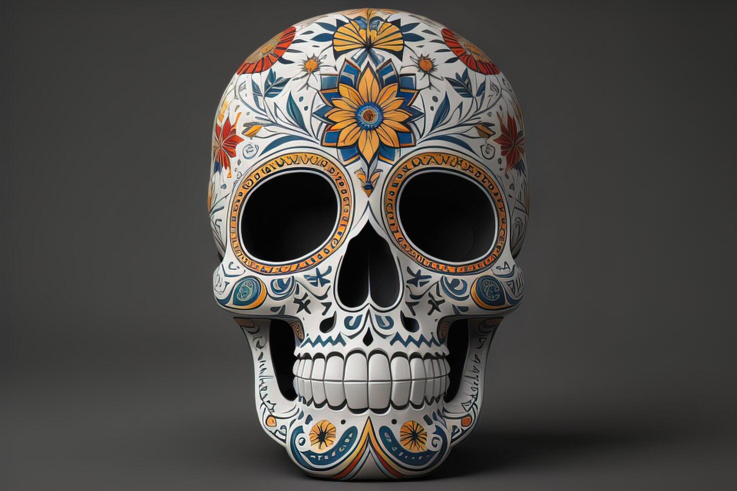 Mexican sugar skull on a gray background. photo
