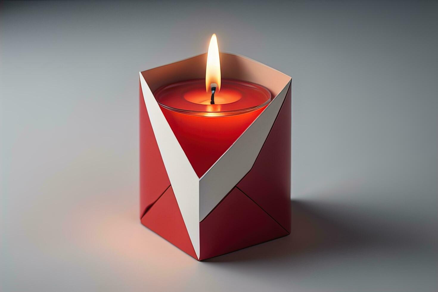 Creative burning candle on a wooden background. ai generative photo