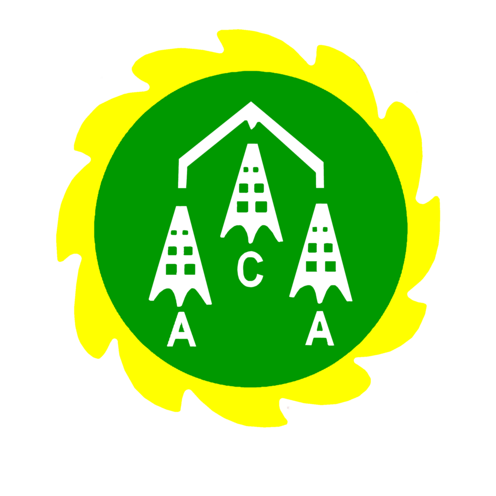 BF International Village CAA Logo White Font Transparent png