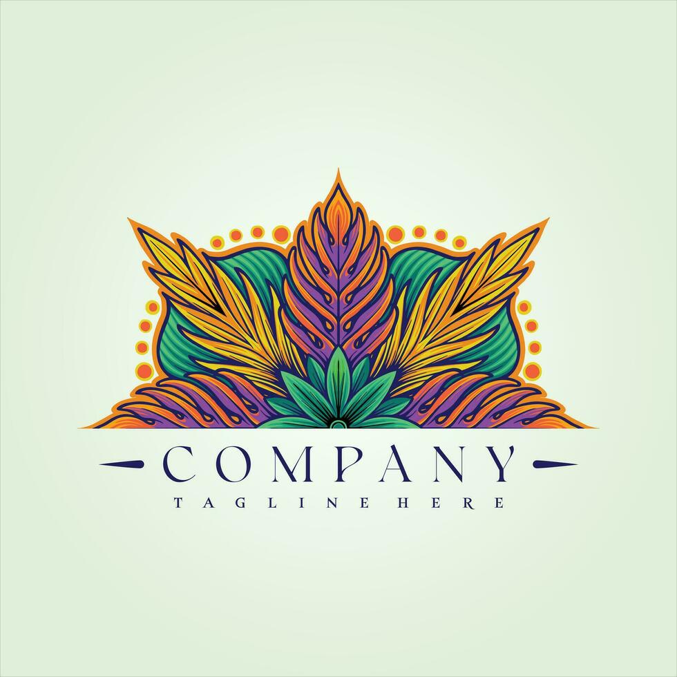 Mandala nature geometry tropical bloom oasis vector illustrations for your work logo, merchandise t-shirt, stickers and label designs, poster, greeting cards advertising business company