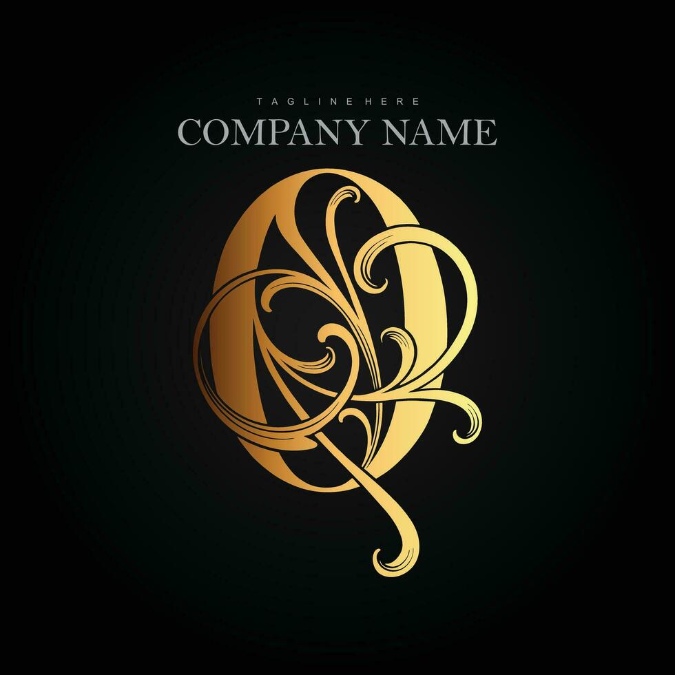 Gilded beauty flourish gold floral o lettering monogram logo  vector illustrations for your work logo, merchandise t-shirt, stickers and label designs, poster, greeting cards advertising business