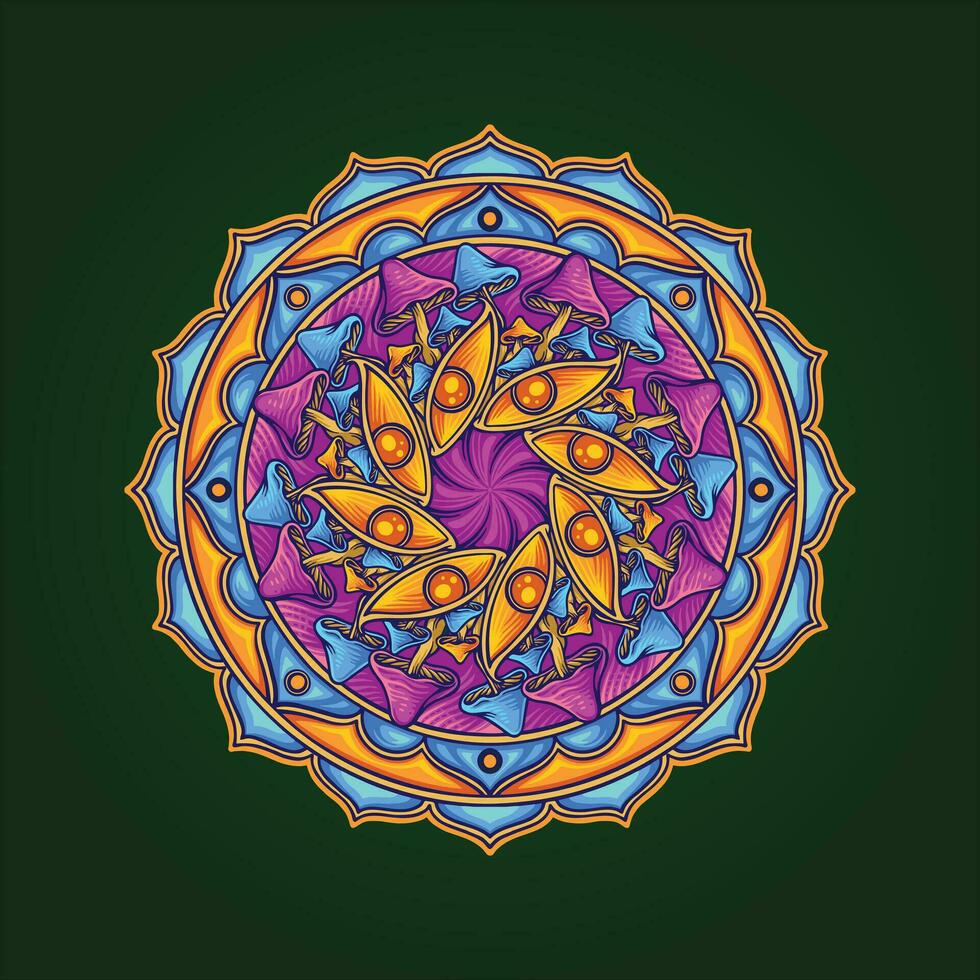 encantador psicodélico seta mandala ornamento vector ilustraciones para tu trabajo logo, mercancías camiseta, pegatinas y etiqueta diseños, póster, saludo tarjetas publicidad negocio empresa