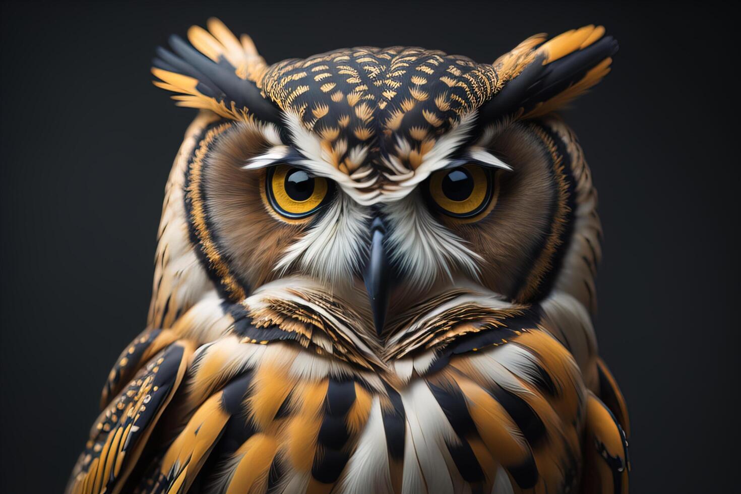 Eurasian Eagle Owl on dark background. photo