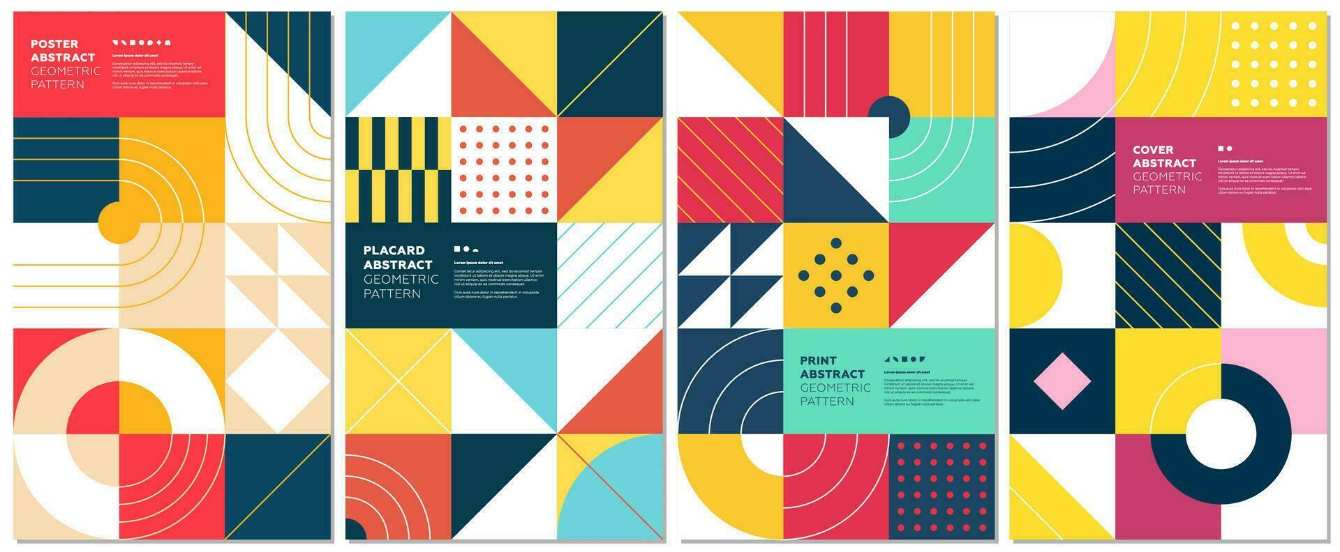 Abstract geometric bauhaus artwork. Simple brutalism shapes combination poster. Memphis pattern background. Retro brutalist style modern trendy graphic placard. Vintage postmodern art color eps print vector