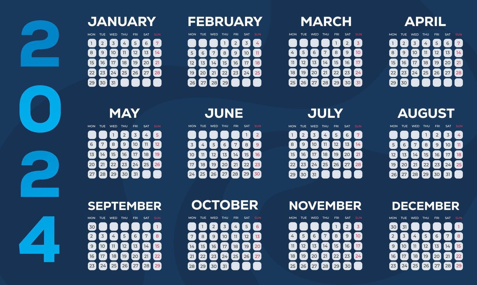 2024 Calendar design templates with blue background 27002863 Vector Art at Vecteezy