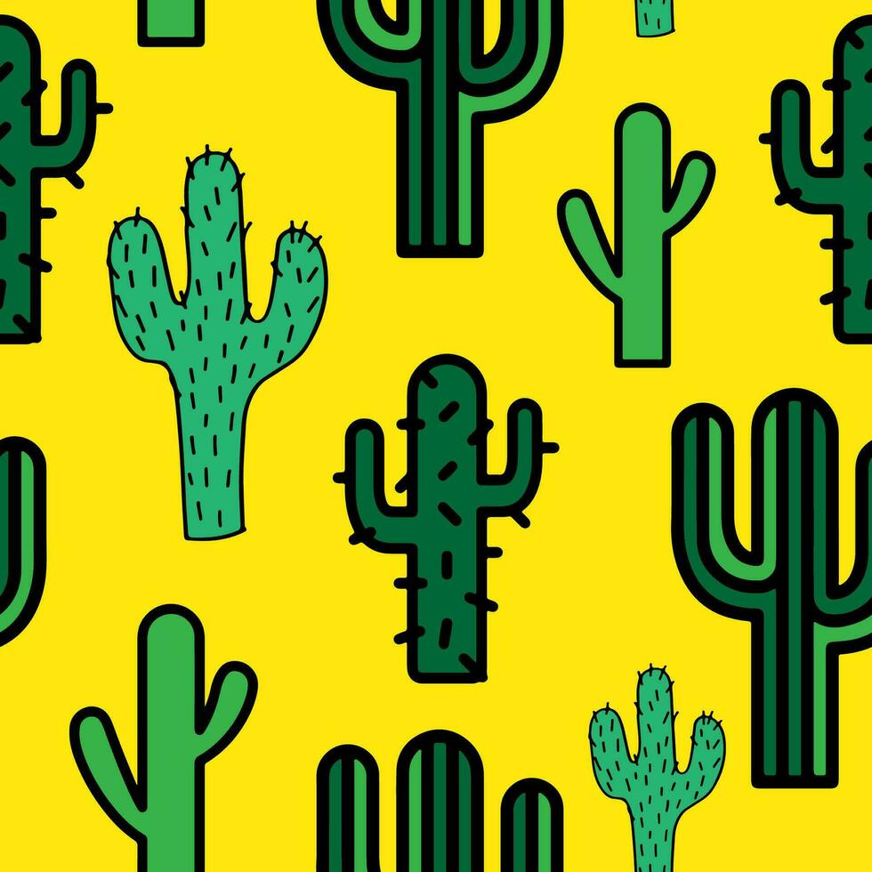 vector impresión de Desierto cactus cactus íconos sin costura modelo. suculento diseño