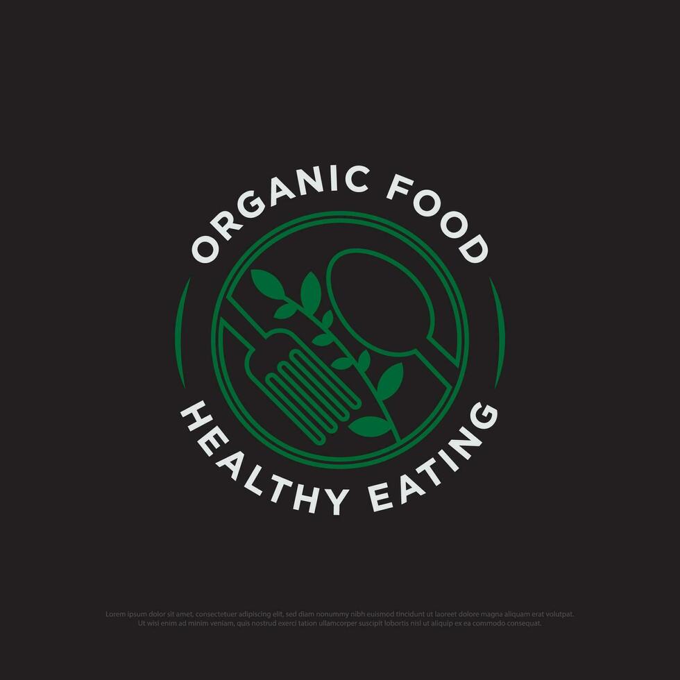sano orgánico comida logo diseño vector insignia, sano comiendo restaurante vector ilustración modelo