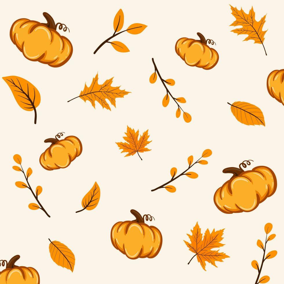 hand drawn flat thanksgiving pattern background vector