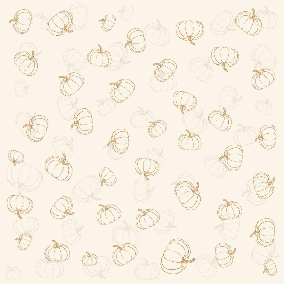 hand drawn flat pumpkin pattern background vector
