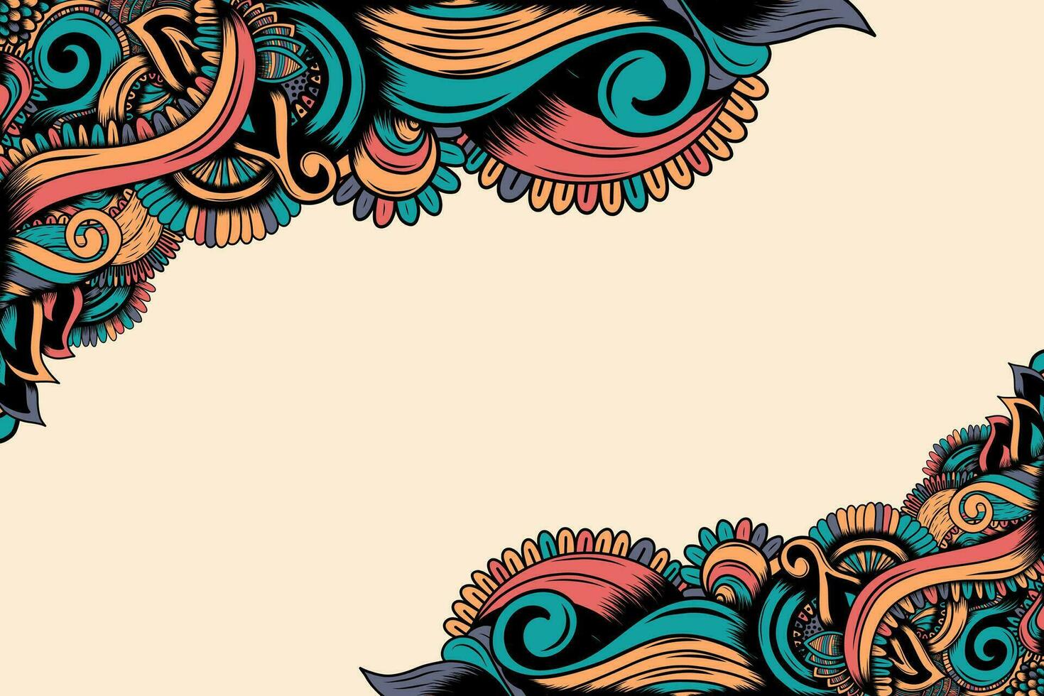 background with hand drawn seamless calming pattern. mehndi designs. Harmonious and colorful doodle texture. vector